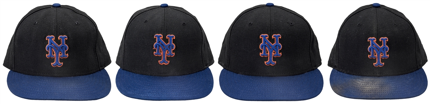 Lot of (4) 2006 NLCS New York Mets Game Used Hats: Oliver, Tucker, Acta, & Hernandez (Steiner)